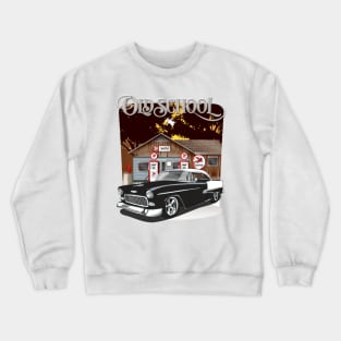 1955 Black & White Chevy Bel Air Old School Shirt Crewneck Sweatshirt